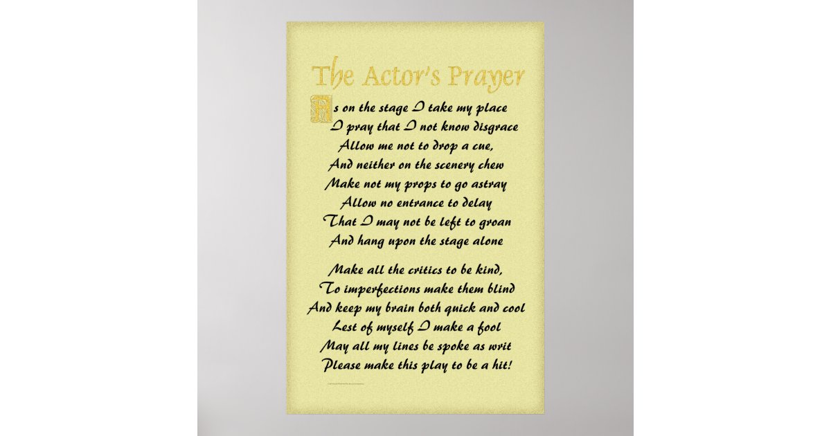 Actor's Prayer Poster Zazzle