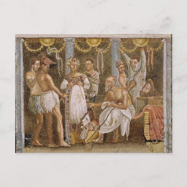Actors rehearsing for a Satyr play, c.62-79 AD Postcard (Front)