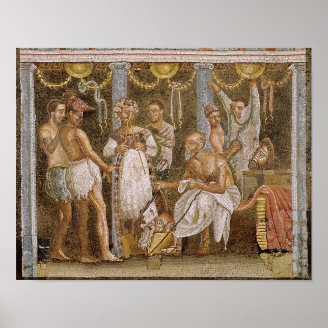 Actors rehearsing for a Satyr play, c.62-79 AD Poster (Front)