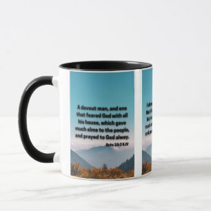 Acts 10:2 KJV Bible Scripture Pic Two-Tone Mug