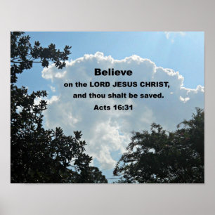 Acts 16:31 Believe on the Lord Jesus Christ... Poster
