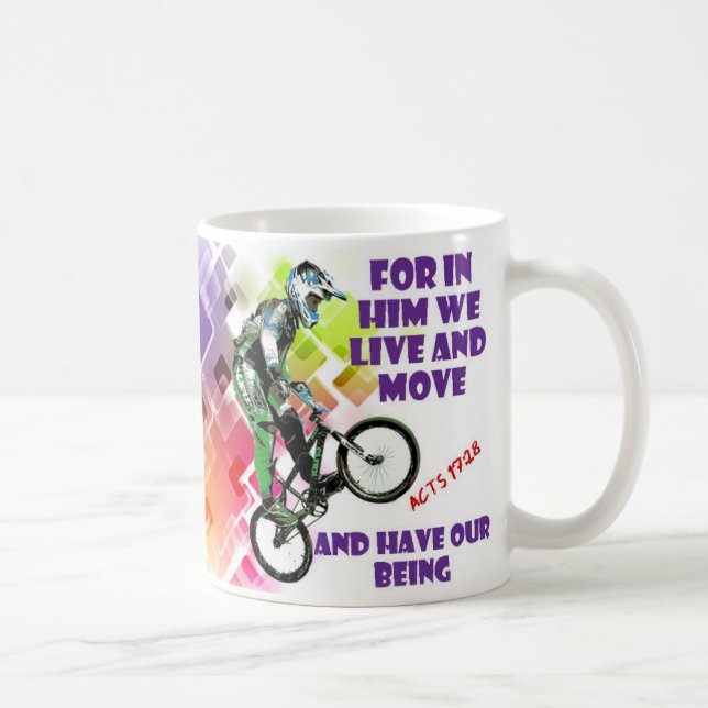 Acts 17:28 bible mug mountain biking (Right)