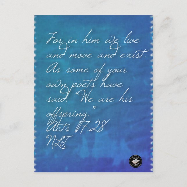 Acts 17:28 Bible Verse Memory Card Postcard (Front)