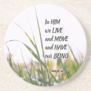 Acts 17:28 In Him we Live and Move Bible Verse Coaster