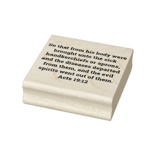 Acts 19:12 Verse Wooden Block Mounted Rubber Stamp