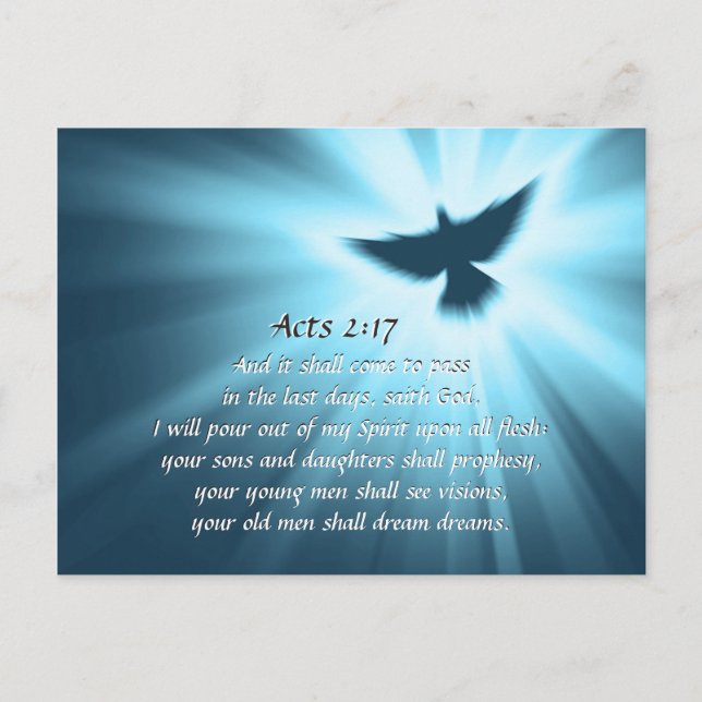 Acts 2:17 I will pour out My Spirit, Bible Verse Postcard (Front)