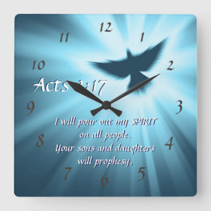 Acts 2:17 I will pour out My Spirit, Bible Verse Square Wall Clock