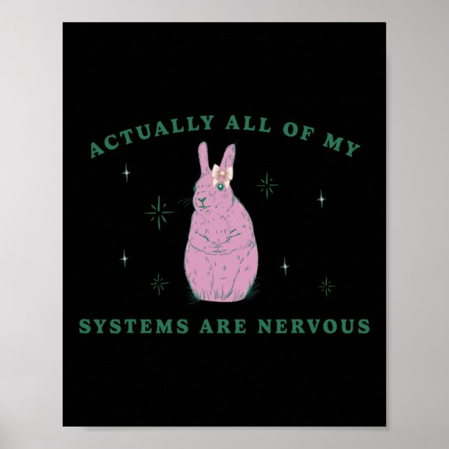 Actually All Of My Systems Are Nervous Funny Menta Poster (Front)