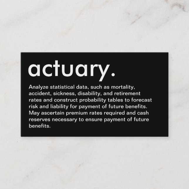 actuary. (with description) business card (Front)