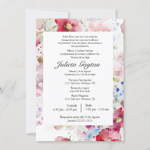 Acuarela quinceañera invitation