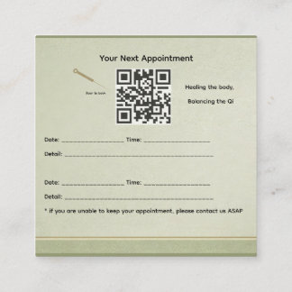 Acupuncture Appointment Reminder Card
