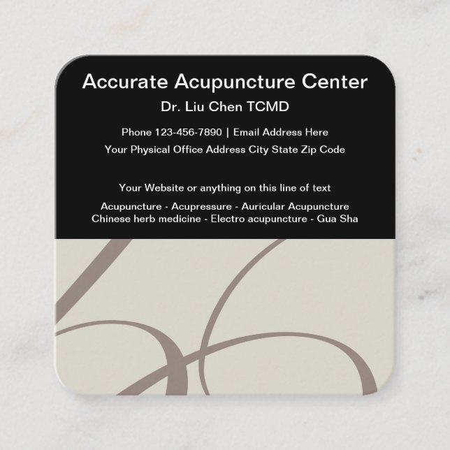Acupuncture Modern Business Cards (Front)
