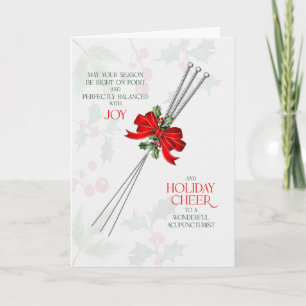 Acupuncture Needles Seasonal Joy and Cheer Holiday Card