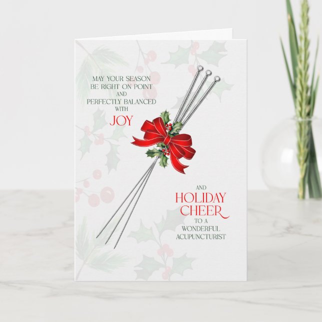Acupuncture Needles Seasonal Joy and Cheer Holiday Card (Front)