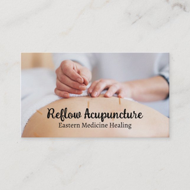 Acupuncturist Working on Client Business Card (Front)