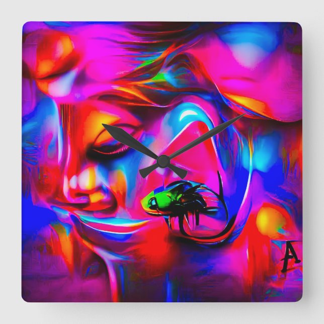Acusticophobia 2 square wall clock (Front)