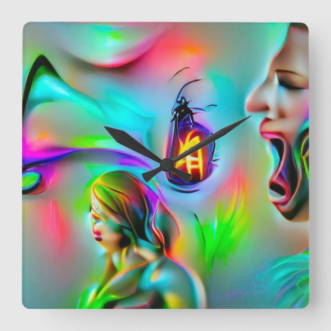 Acusticophobia Square Wall Clock (Front)