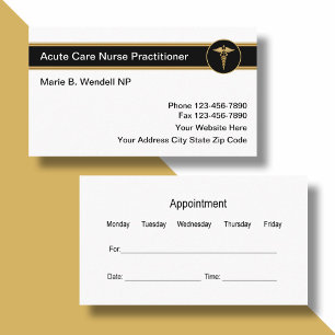 Acute Care Nurse Practitioner Appointment Card