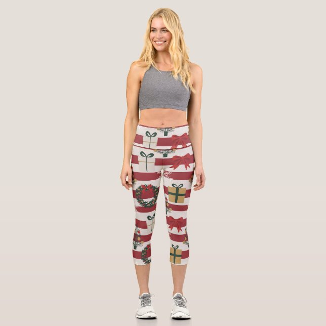 AD 004 - Christmas digital pattern Capri Leggings (Front)