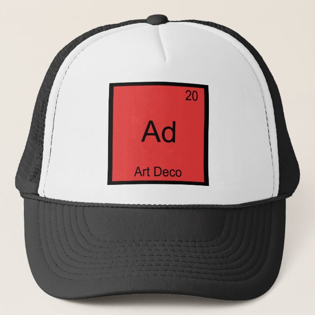 Ad - Art Deco Funny Chemistry Element Symbol Tee Trucker Hat (Front)