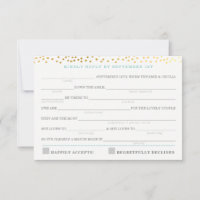 AD LIB RSVP REPLY fun rustic gold confetti mint