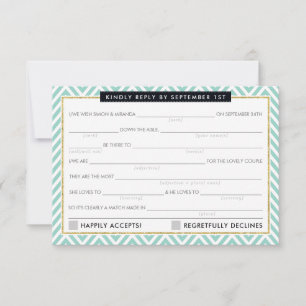 AD LIB RSVP REPLY fun simple bold chervon mint Card