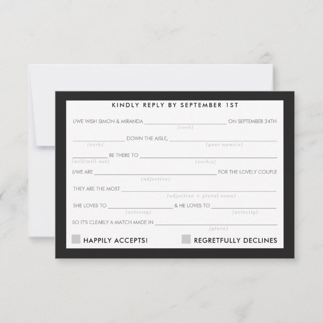 AD LIB RSVP REPLY fun simple bold minimal black (Front)