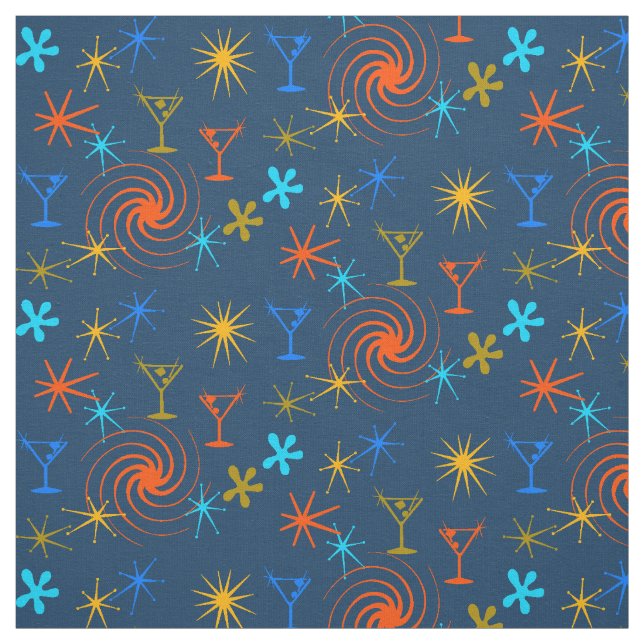 Ad Man Martini Abstract Conversational Fabric (Swatch)