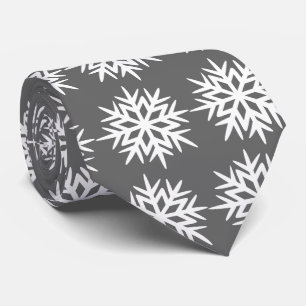 Ad Man Snowflake Foulard Charcoal Gray Two-sided Tie