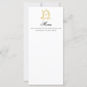 AD or DA monogram antique vintage menu card gold