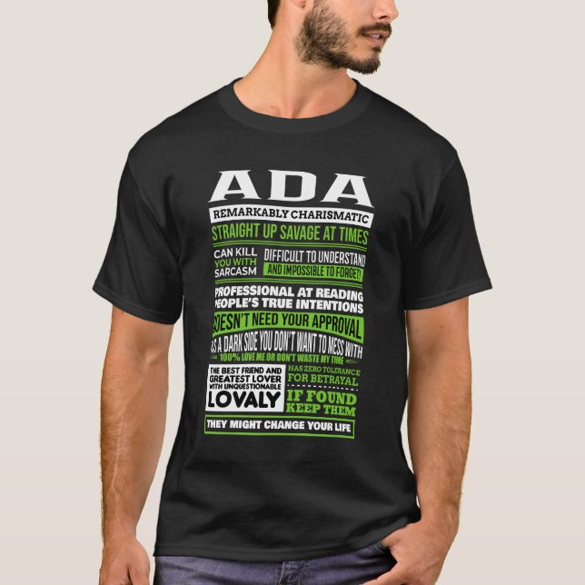 Ada Girl Name Definition T-Shirt (Front)