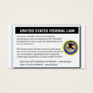 ADA Service Dog Law Handout cards