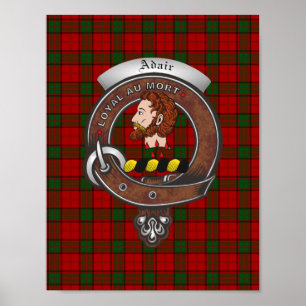 Adair Clan Badge & Tartan 8.5x11 Poster
