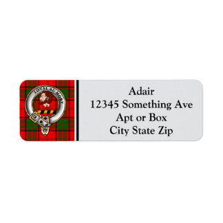 Adair Clan Badge & Tartan Personalised Return Address Label