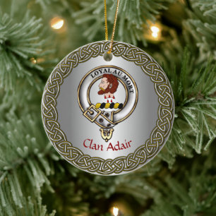 Adair Clan Badge & Tartan Thistle Personalized Ceramic Ornament