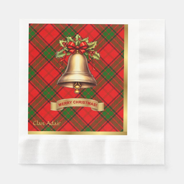Adair Personalised Tartan Christmas Napkin (Front)