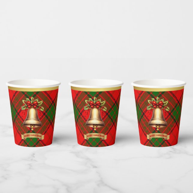 Adair Personalised Tartan Christmas  Paper Cups (Multi)