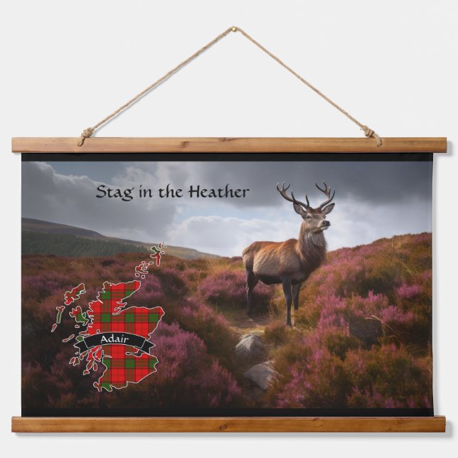 Adair Stag in the Heather Personalised Hanging Tapestry (Front)