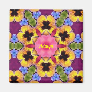 ADALYN ~ Abstract Pansy ~ Pink Blue Purple Yellow Magnet