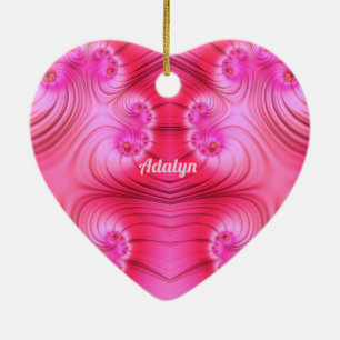 ADALYN ~ VALENTINE HEART ~ Pink Fractal ~ Ceramic Ornament
