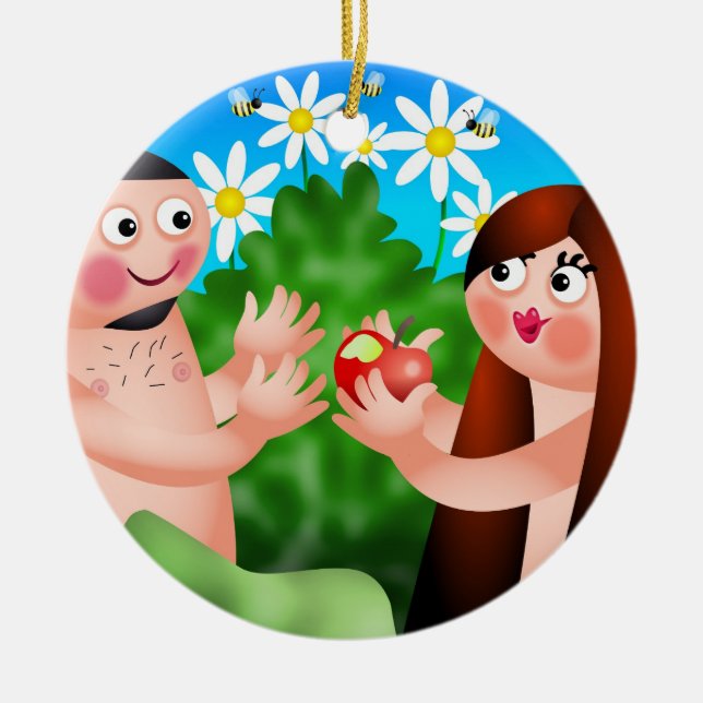 Adam and Eve Ceramic Tree Decoration (Front)