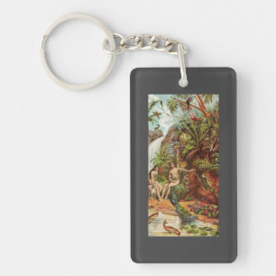 Adam And Eve In The Garden Key Ring