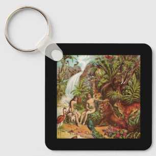 Adam And Eve In The Garden  Key Ring