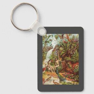 Adam And Eve In The Garden Key Ring