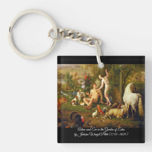 Adam and Eve in the Garden Key Ring