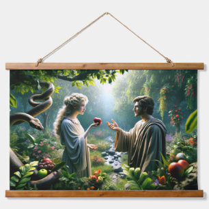 Adam and Eve in the garden of eden Hanging Tapestry