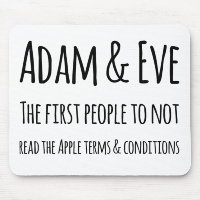 Adam and Eve the first people to not read Mouse Pad (Front)