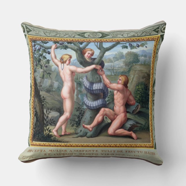 Adam and Eve with the Serpent, illustration from t Cushion (Front)