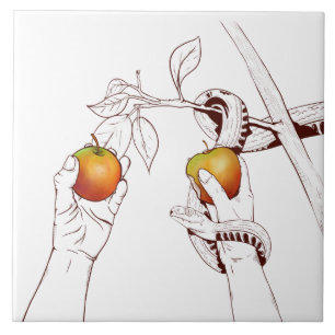 Adam and Eve with the snake Ceramic Tile