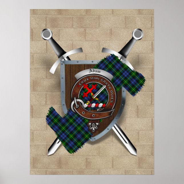 Adam Clan Badge Crossed Swords Poster 18x24 (Front)